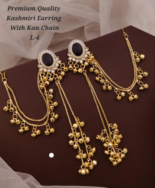Premium quality kashmiri earring with kan chain L 4 Imitation jewellery market in Pune